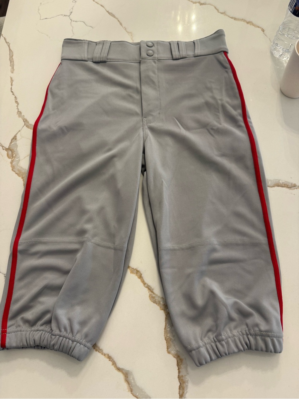 Champro Gray Athletic Baseball Pants Knickers with Red Side Stripe size Youth XL
